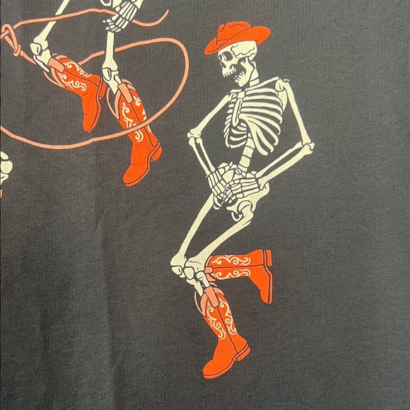 Torrid Black Tee with Red Dancing Skeletons - Picture 3 of 5